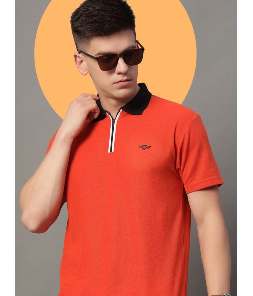     			GET GOLF Pack of 1 Cotton Blend Regular Fit Solid Half Sleeves Men's Polo T Shirt ( Orange )