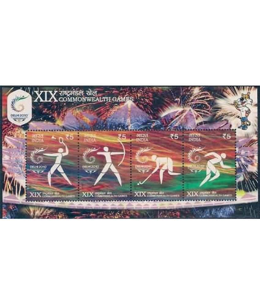     			India Miniature Stamp Sheet of XIX Commonwealth Games Delhi 2010 Mint Unhinged