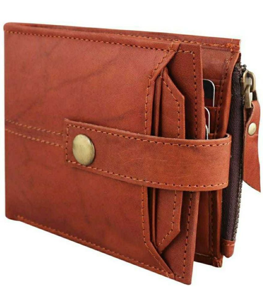     			Sonrisa 100% Leather Self Design Men's Regular Wallet With More Than 10 Slots For Card ( Tan , Pack of 1 )