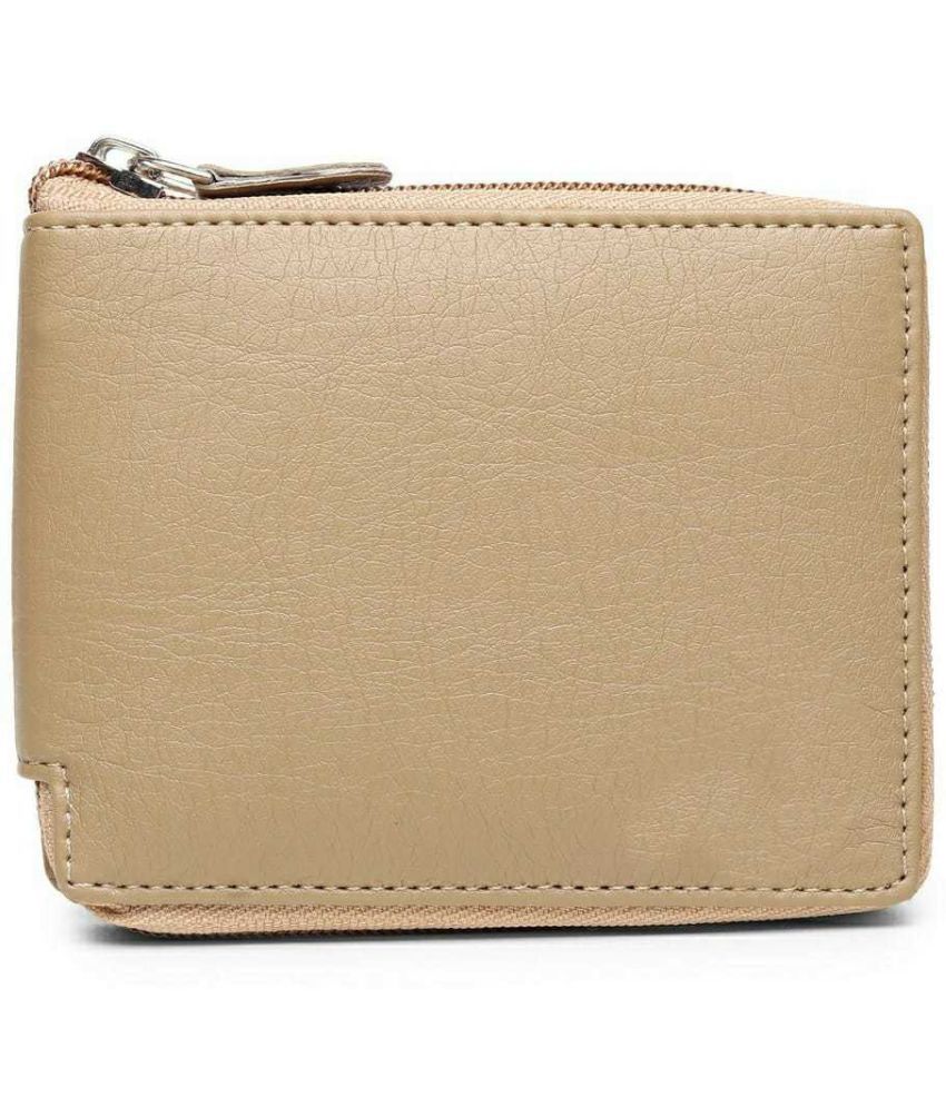     			Sonrisa PU Self Design Men's Regular Wallet With 10 Slots For Card ( Beige , Pack of 1 )