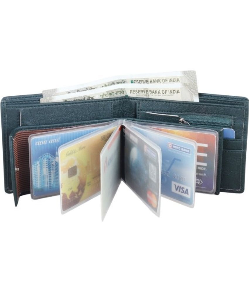     			Sonrisa PU Solid Men's Regular Wallet With 9 Slots For Card ( Green , Pack of 1 )