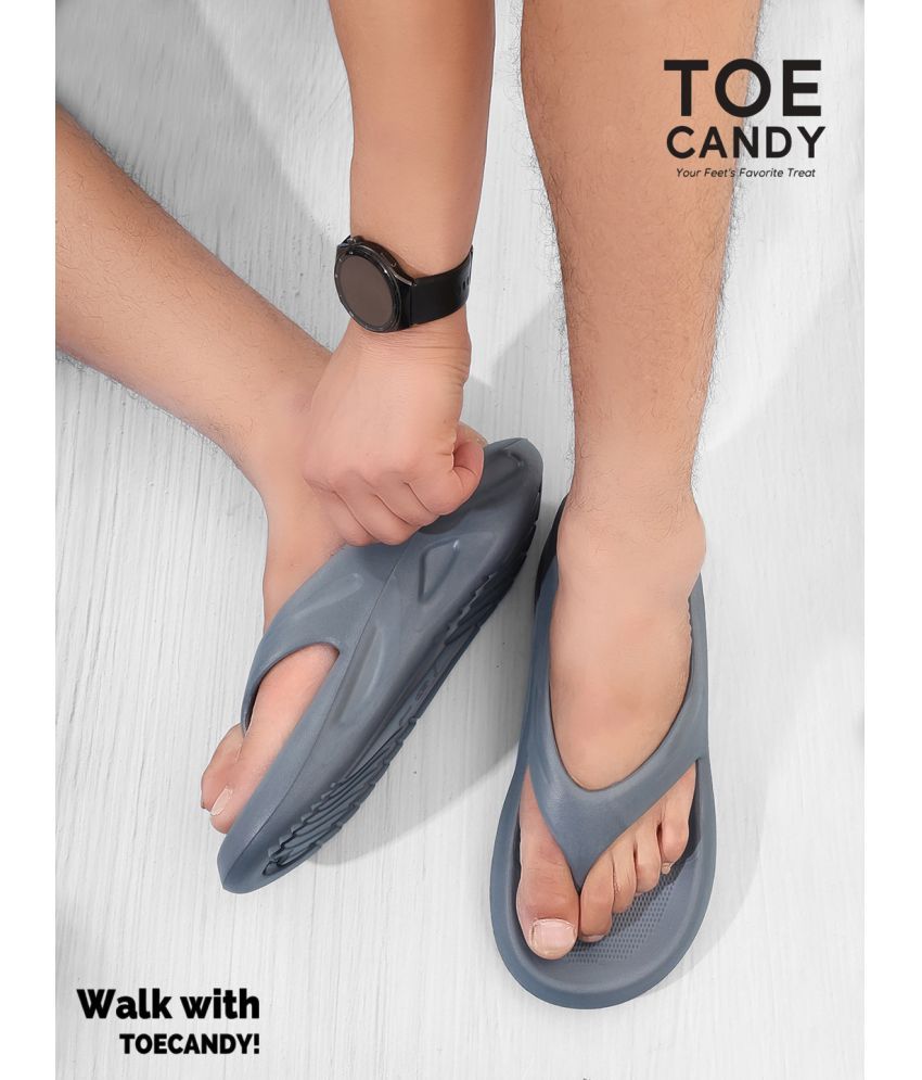     			TOE CANDY Grey Men's Thong Flip Flop