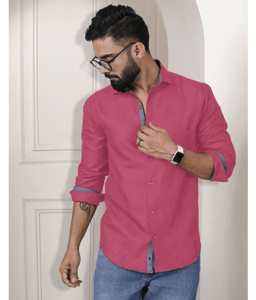     			VERTUSY Cotton Blend Regular Fit Solids Full Sleeves Men's Casual Shirt - Pink ( Pack of 1 )