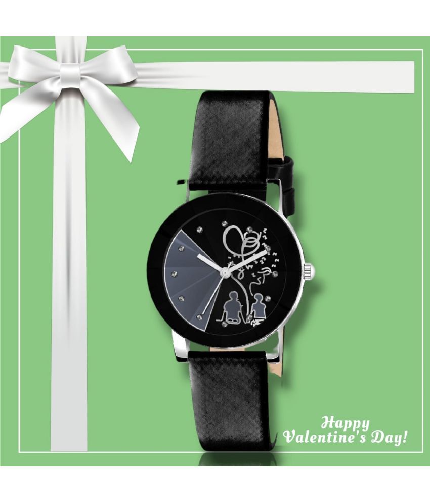     			DECLASSE Black Leather Analog Womens Watch