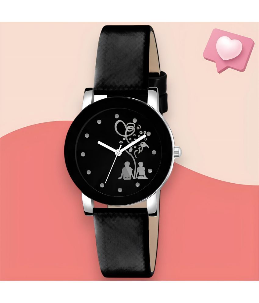     			DECLASSE Black Leather Analog Womens Watch