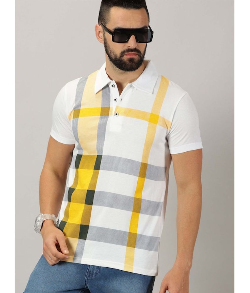     			DENNIN Pack of 1 Cotton Blend Regular Fit Checks Half Sleeves Men's Polo T Shirt ( Yellow )