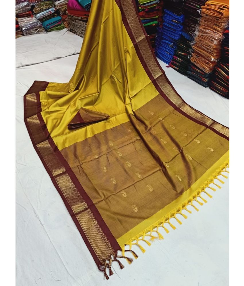     			FAB SILK Cotton Silk Woven Saree With Blouse Piece ( Mustard , Pack of 1 )