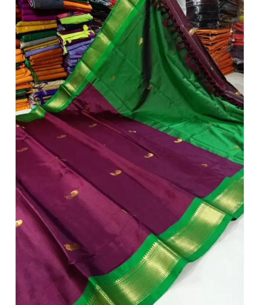     			FAB SILK Cotton Silk Woven Saree With Blouse Piece ( Maroon , Pack of 1 )