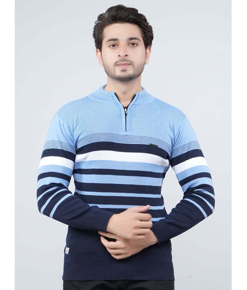     			FEVERFEW Cotton Blend V-Neck Men's Full Sleeves Pullover Sweater - Light Blue ( Pack of 1 )