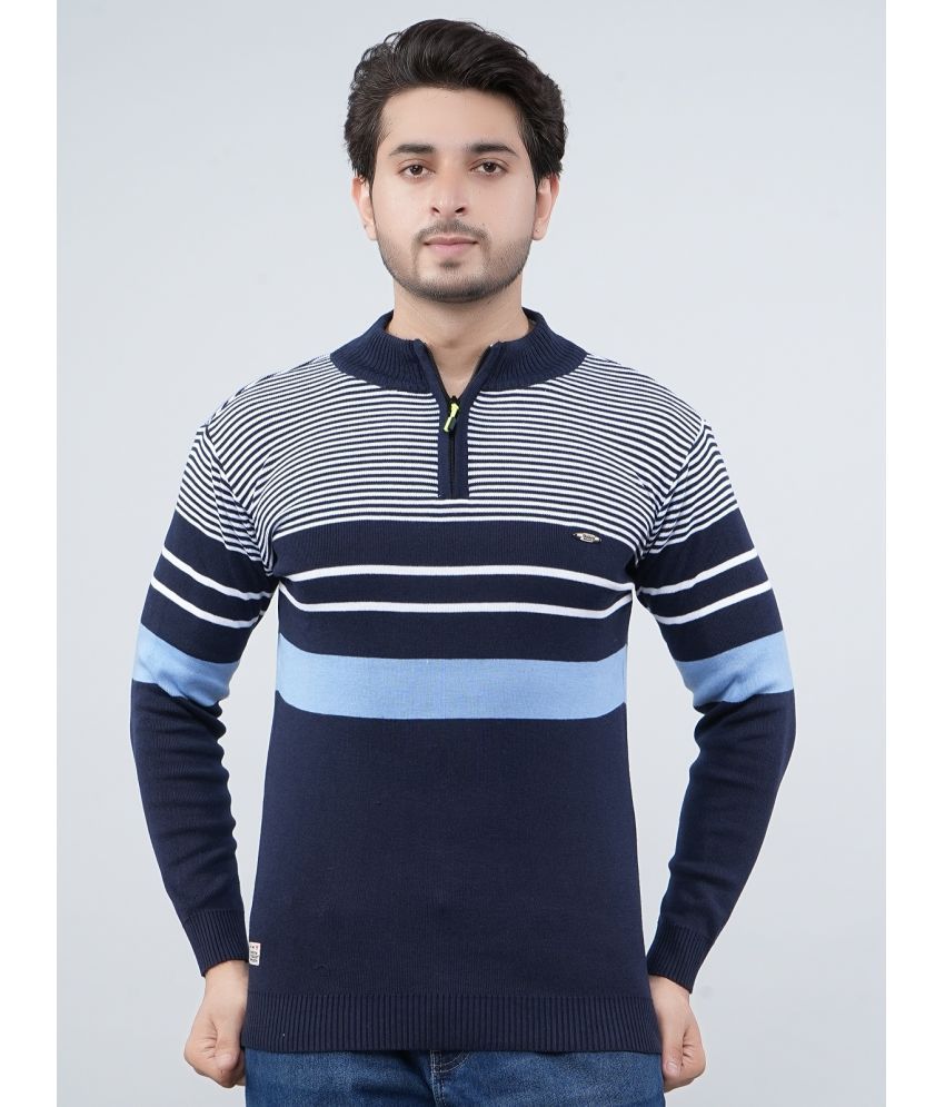     			FEVERFEW Cotton Blend V-Neck Men's Full Sleeves Pullover Sweater - Navy ( Pack of 1 )