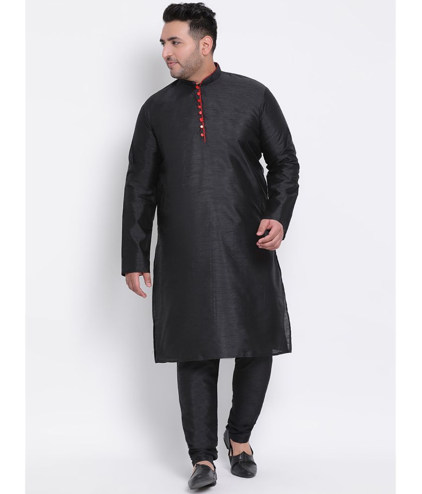     			Hangup Black Linen Regular Fit Men's Kurta Pyjama Set ( Pack of 1 )