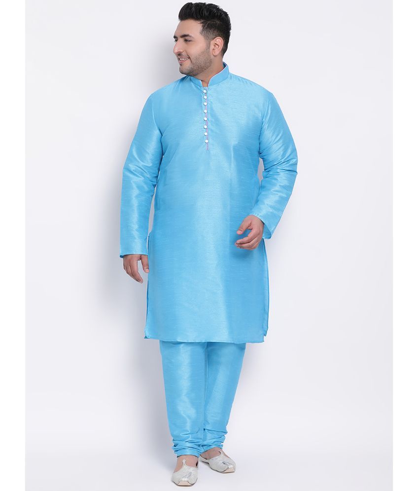     			Hangup Blue Silk Regular Fit Men's Kurta Pyjama Set ( Pack of 1 )