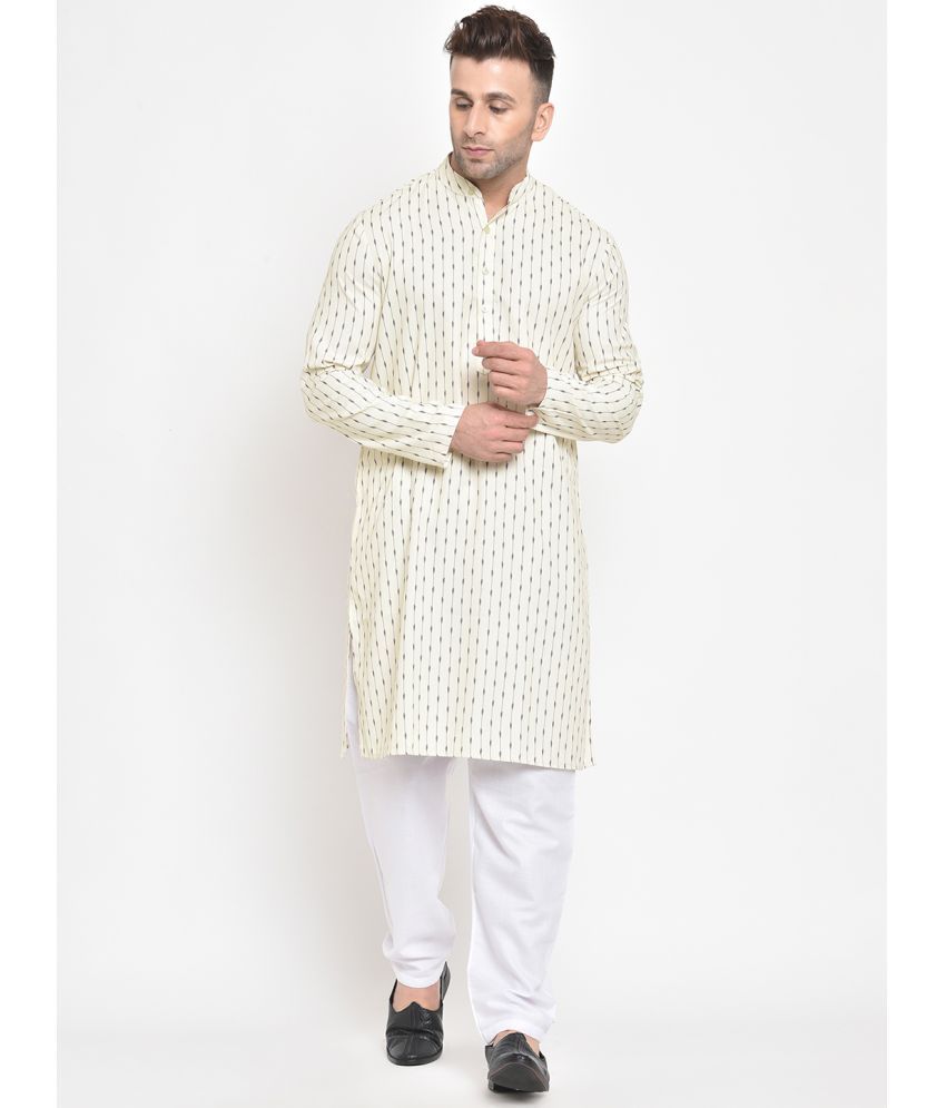     			Hangup White Viscose Regular Fit Men's Kurta Pyjama Set ( Pack of 1 )