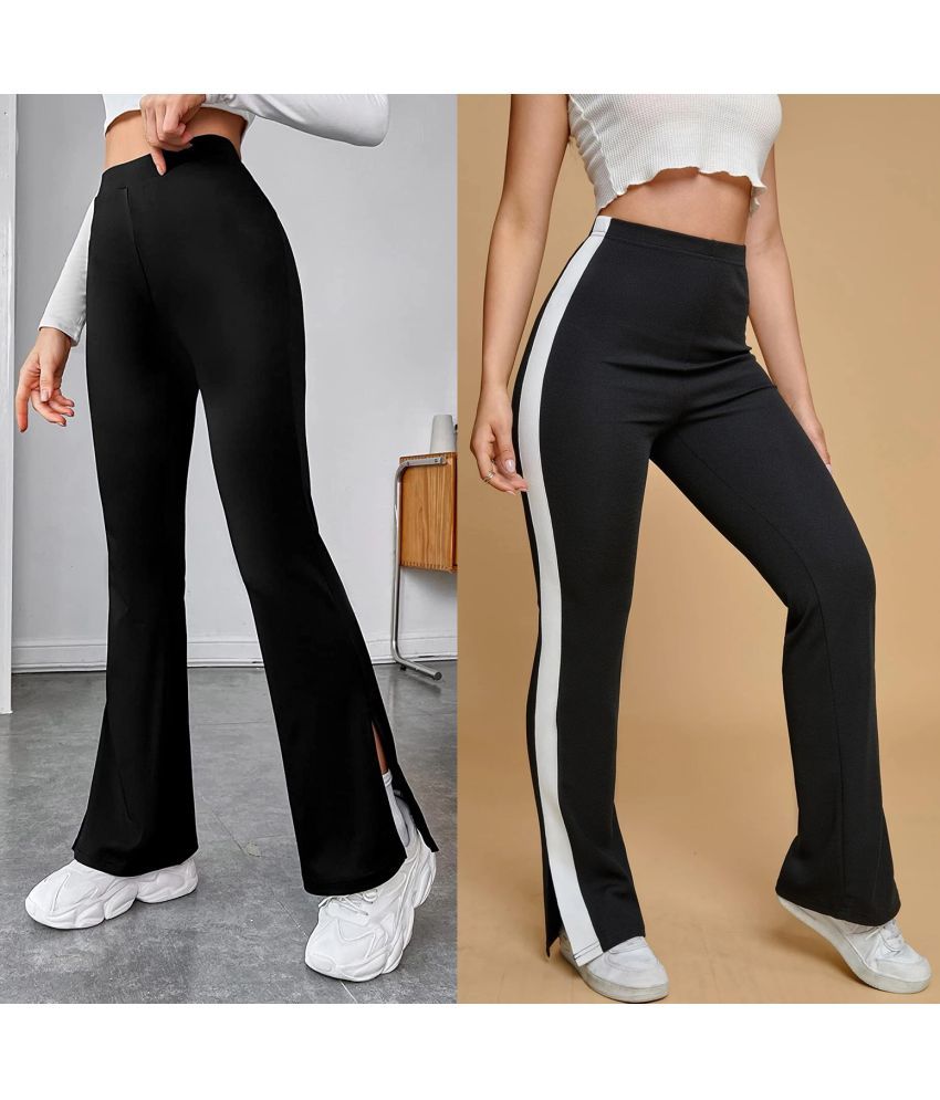     			Istyle Can Pack of 2 Polyester Relaxed Women's Casual Pants ( Black )