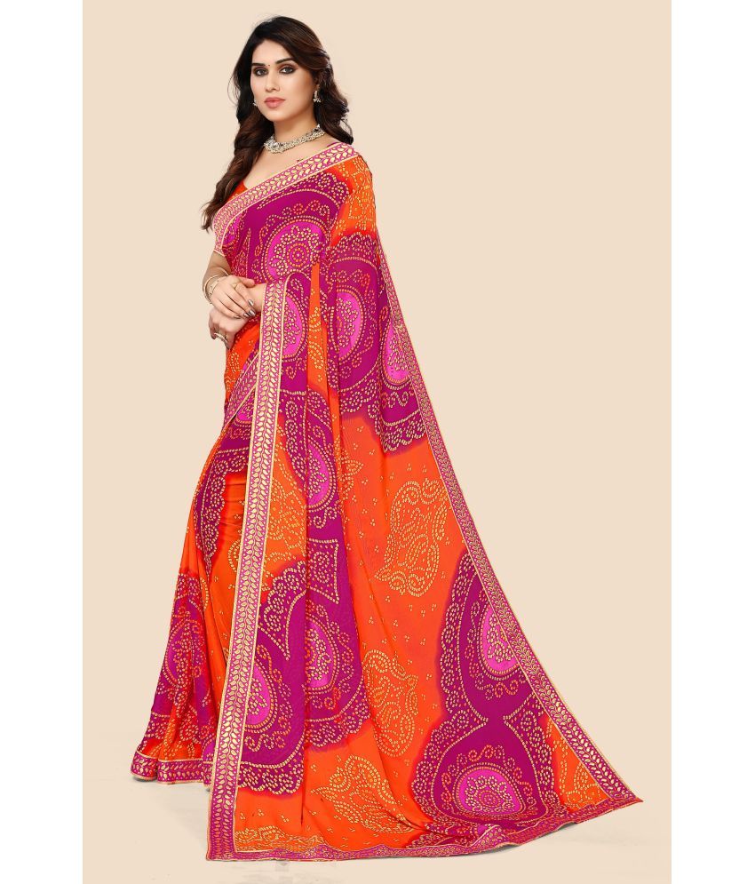     			Kanooda Prints Georgette Printed Saree With Blouse Piece ( Multicolor , Pack of 1 )