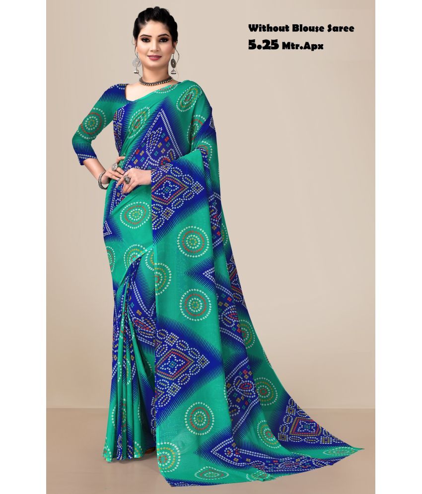     			Kanooda Prints Georgette Printed Saree With Blouse Piece ( Blue , Pack of 1 )