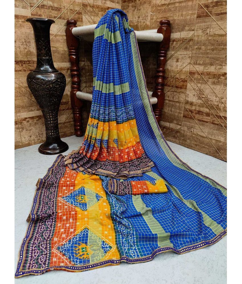     			Kanooda Prints Georgette Printed Saree With Blouse Piece ( Multicolor , Pack of 1 )