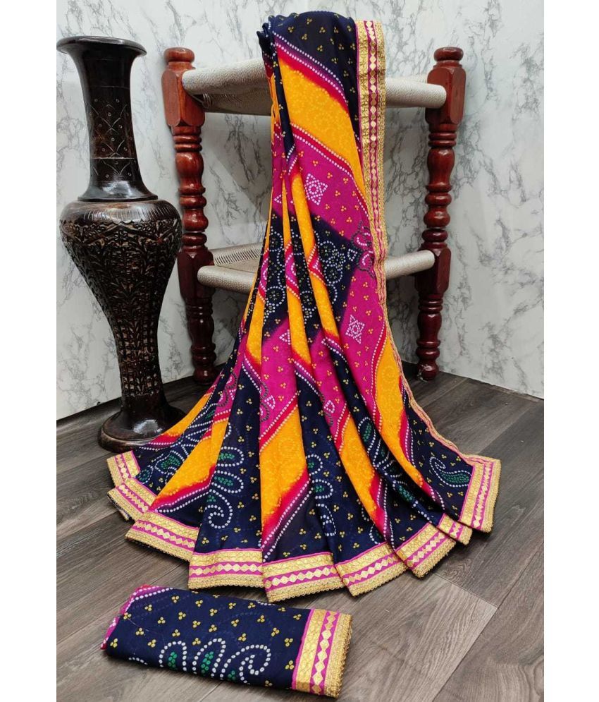     			Kanooda Prints Georgette Printed Saree With Blouse Piece ( Multicolor , Pack of 1 )