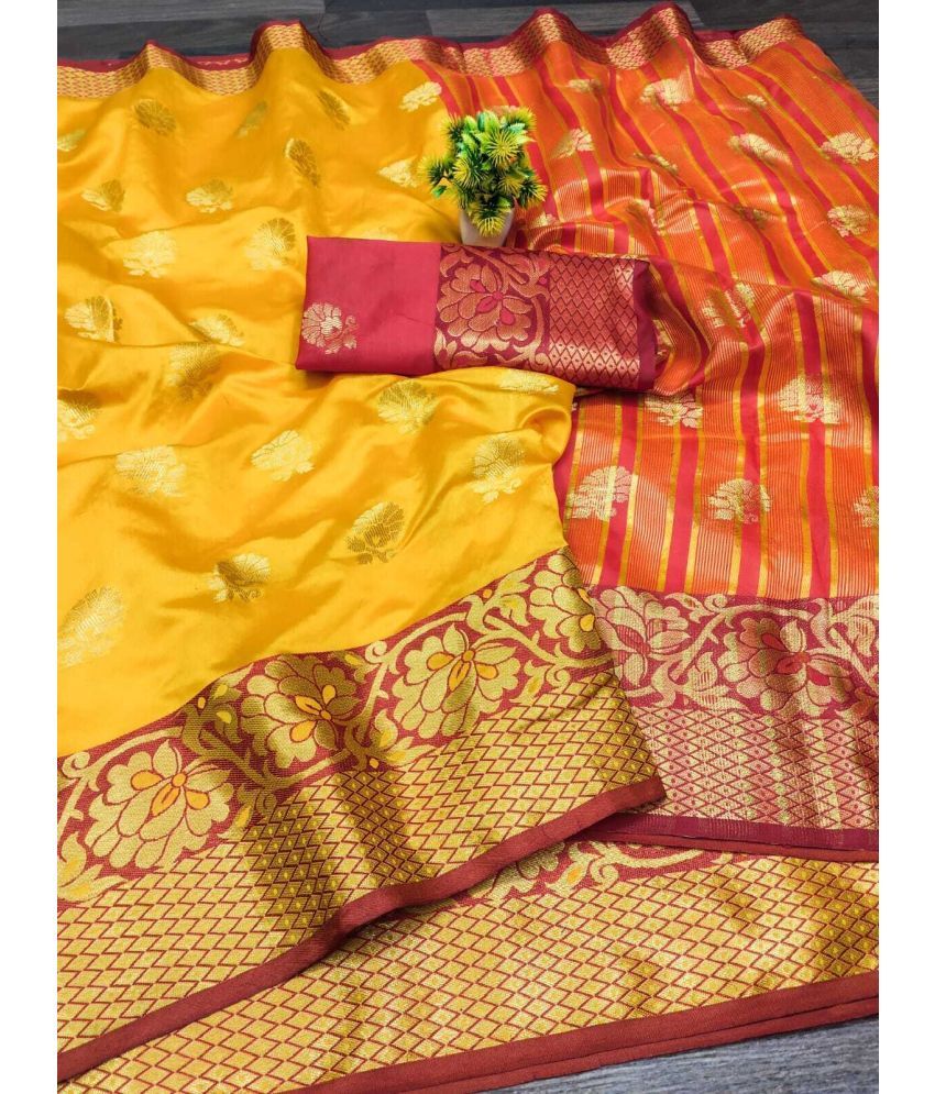     			Kanooda Prints Jacquard Woven Saree With Blouse Piece ( Multicolor , Pack of 1 )