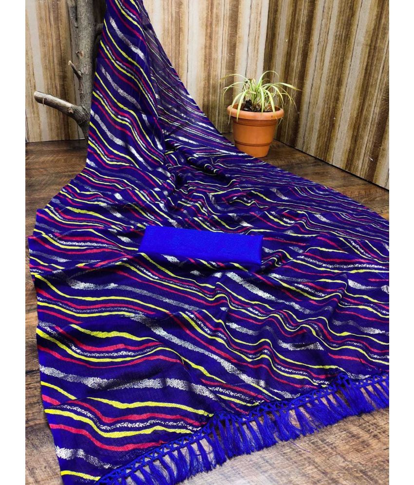     			Kanooda Prints Net Woven Saree With Blouse Piece ( Multicolor , Pack of 1 )