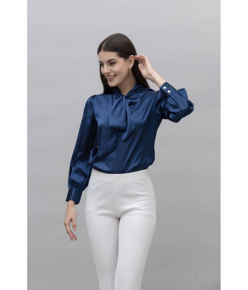     			Purys Navy Blue Satin Women's Regular Top ( Pack of 1 )