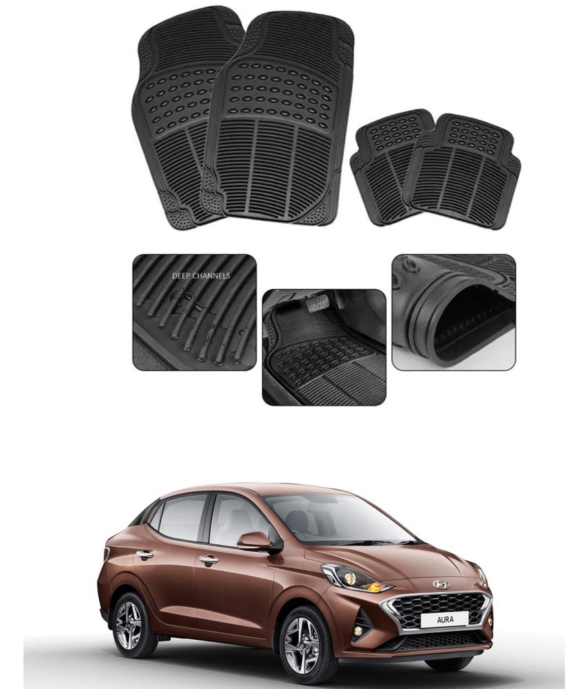     			RONISH Car Rubber Mat (Set Of 4) Foot Mat For Hyundai Aura