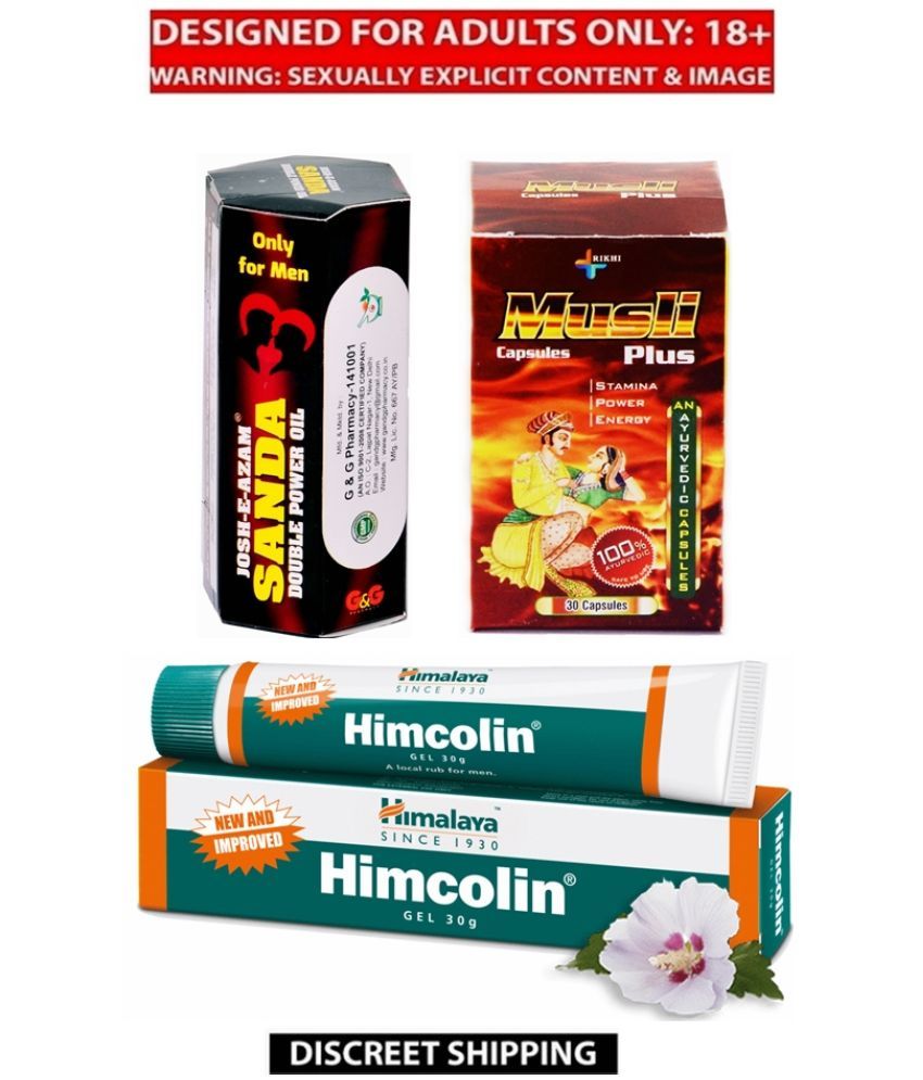     			Syan Deals Musli Plus 30 Capsule, GG Josh e Azam sandda oil 15 ml & Himalaya Himcolin Gel 30 g Combo pack for Men