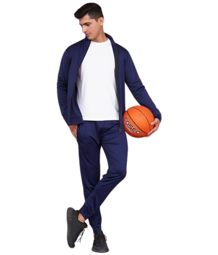     			THE PLANET COOL Navy Polyester Regular Fit Men's Tracksuit ( Pack of 1 )