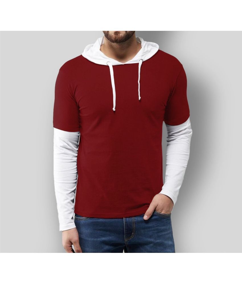     			Try This Cotton Blend Hooded Men's Sweatshirt - Maroon ( Pack of 1 )