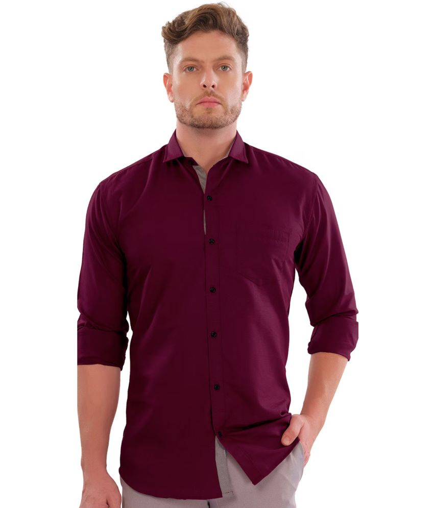     			VERTUSY Cotton Blend Regular Fit Solids Full Sleeves Men's Casual Shirt - Maroon ( Pack of 1 )