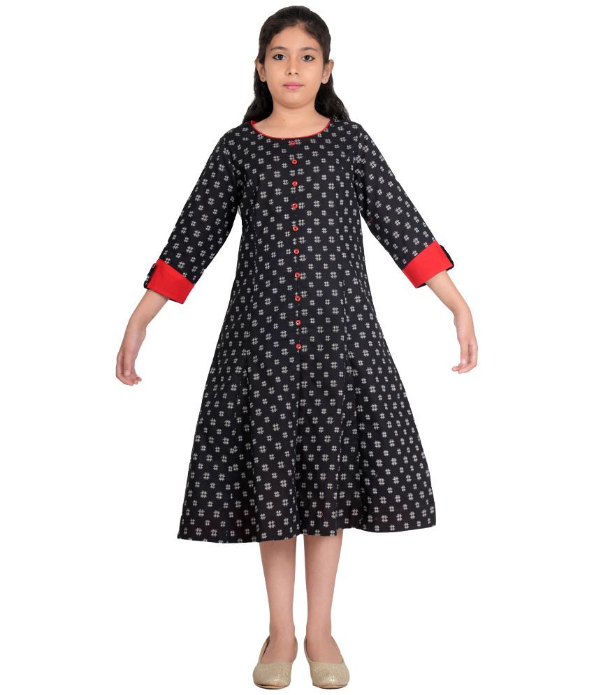     			Yash Gallery Cotton Dress For Girls ( Pack of 1 , Black )