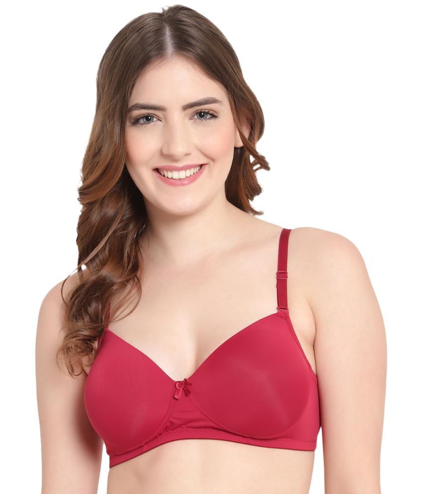     			Arc de Shapes Pack of 1 Nylon Lightly Padded T-Shirt Bra For Women ( Red )