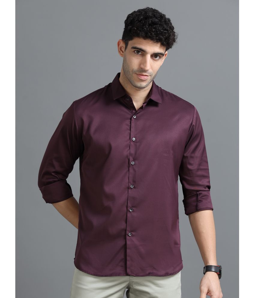     			Cool Colors 100% Cotton Slim Fit Solids Full Sleeves Men's Casual Shirt - Purple ( Pack of 1 )