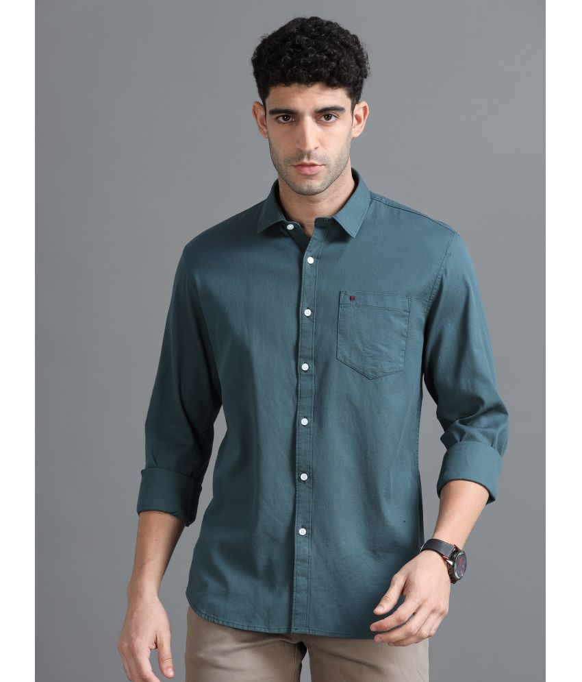     			Cool Colors 100% Cotton Slim Fit Solids Full Sleeves Men's Casual Shirt - Green ( Pack of 1 )