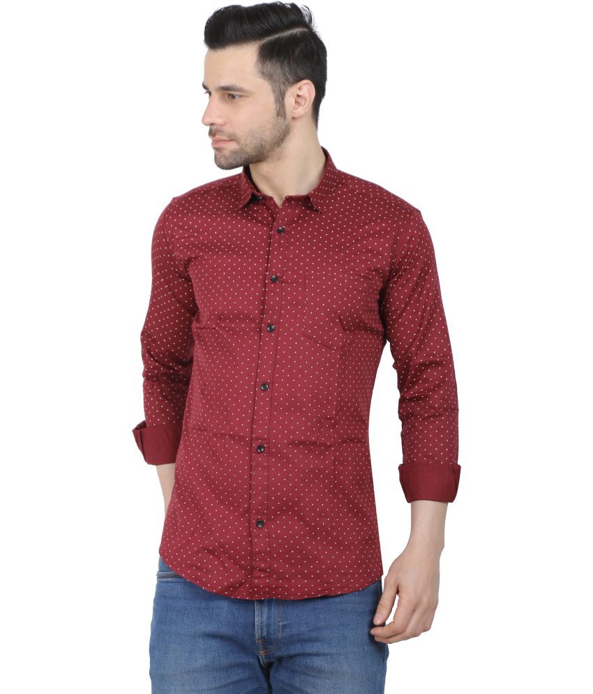     			Fatty Mouse Cotton Blend Regular Fit Solids Full Sleeves Men's Casual Shirt - Maroon ( Pack of 1 )