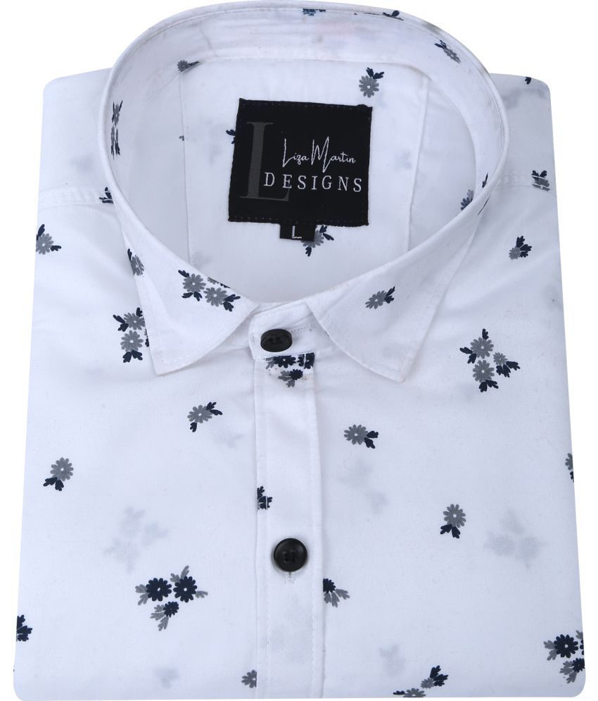     			Fatty Mouse Cotton Blend Slim Fit Printed Full Sleeves Men's Casual Shirt - White ( Pack of 1 )