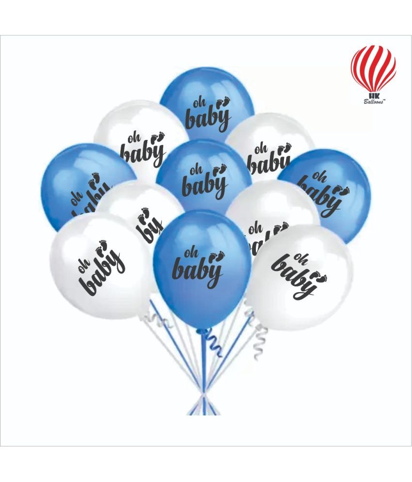     			Hk Balloons 30Pcs Blue And White themed Oh Baby Shower Decoration Item Birthday Party Baby Shower Decoration Girl decor