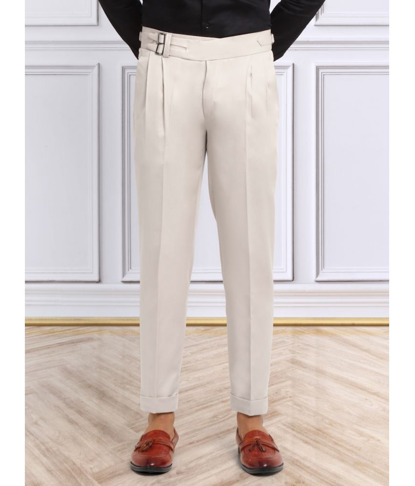     			Klotthe Slim Pleated Men's Formal Trouser - Cream ( Pack of 1 )