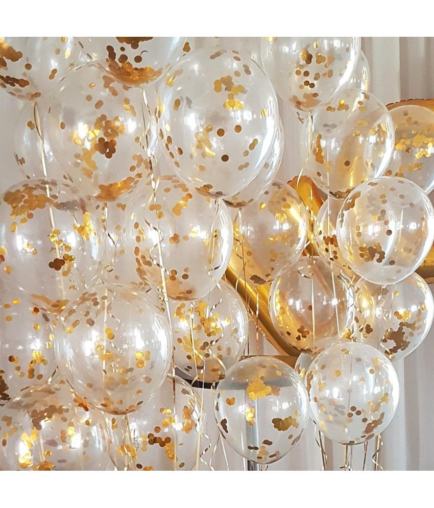     			PartyBooms 10 inch Chrome Balloons for Birthday Decoration, Decoration for Weddings, Engagement, Anniversary - (Confetti) (Pack Of 10)