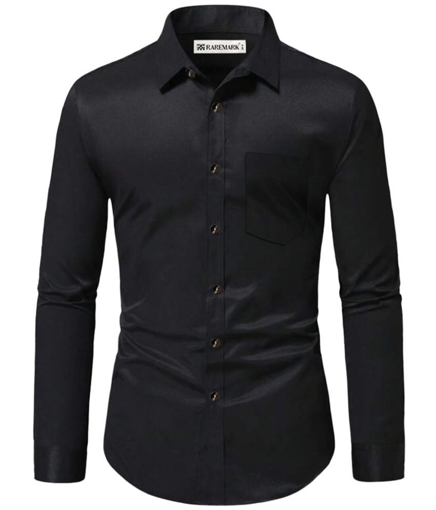     			RAREMARK Cotton Blend Slim Fit Solids Full Sleeves Men's Casual Shirt - Black ( Pack of 1 )