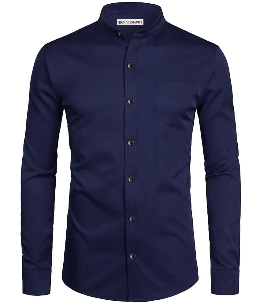     			RAREMARK Cotton Blend Slim Fit Solids Full Sleeves Men's Casual Shirt - Navy Blue ( Pack of 1 )