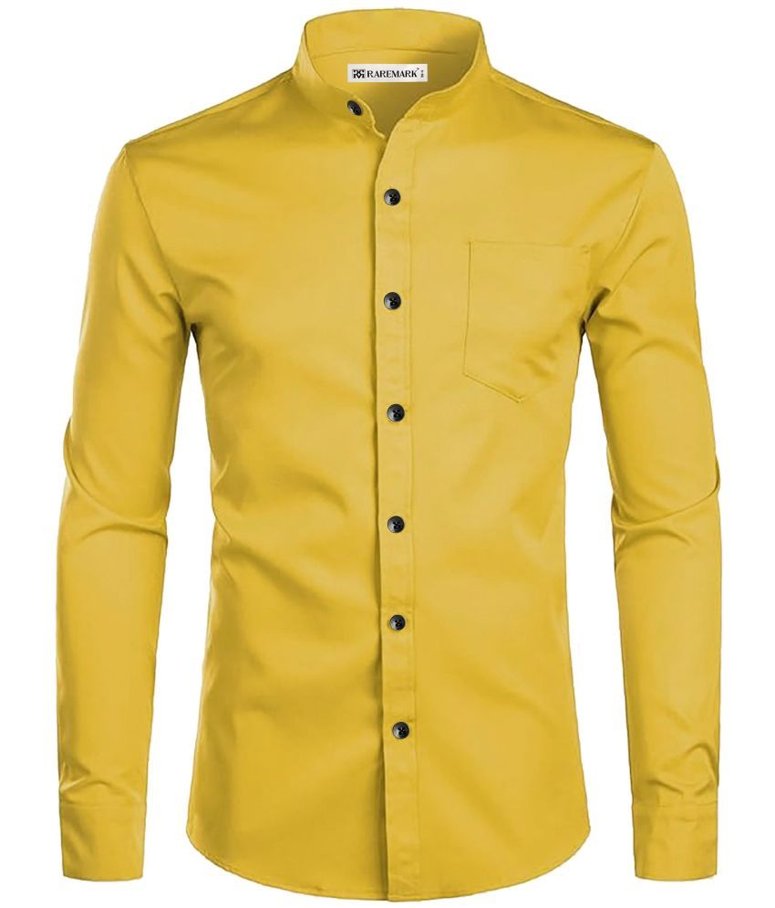     			RAREMARK Cotton Blend Slim Fit Solids Full Sleeves Men's Casual Shirt - Yellow ( Pack of 1 )