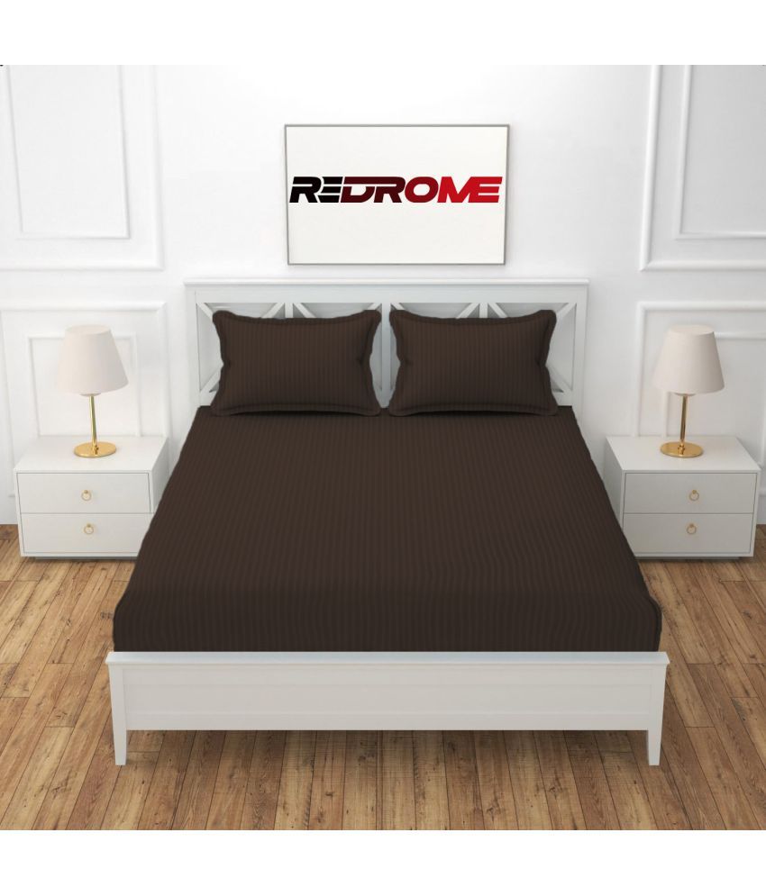     			REDROME Cotton 1 Double Queen Bedsheet with 2 Pillow Covers ( Coffee )