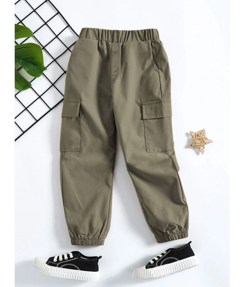     			Trampoline Pack of 1 Boys Cotton Blend Cargos ( Olive )