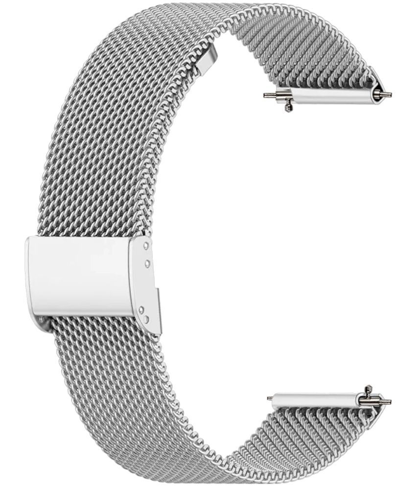     			ACM Watch Strap Steel Metal 22mm compatible with Boult Crown R Smartwatch Adjustable Belt Chain Band Silver