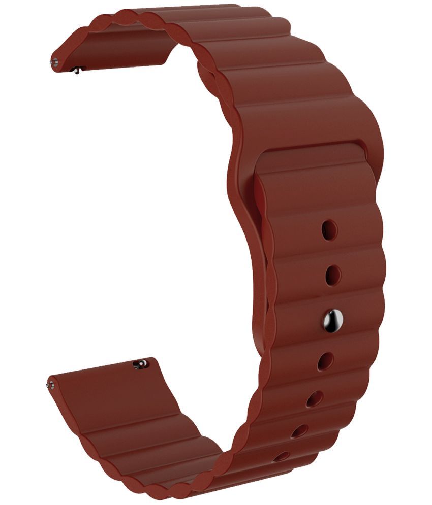     			ACM Watch Strap Wave Design Silicone Belt 22mm compatible with Boat Flash Plus Smartwatch Sports Band Brown