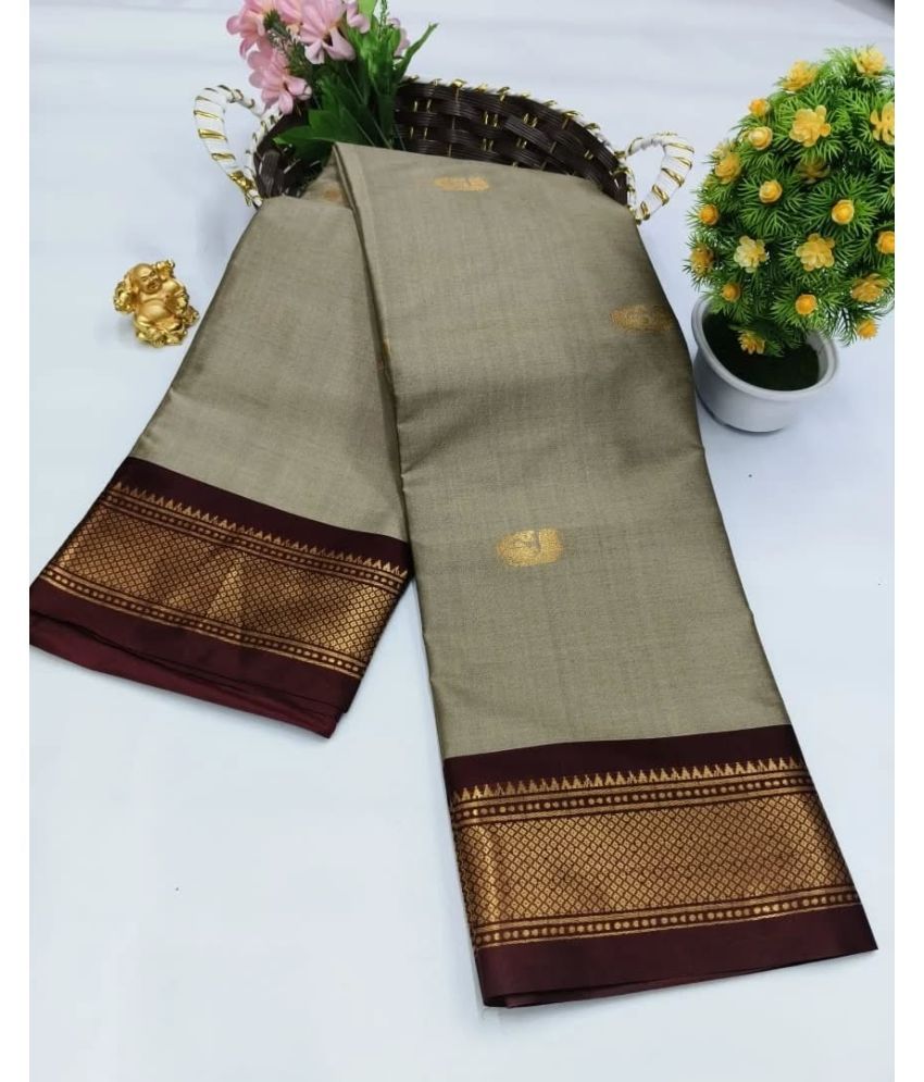     			Lady Shopi Cotton Silk Woven Saree With Blouse Piece ( Beige1 , Pack of 1 )