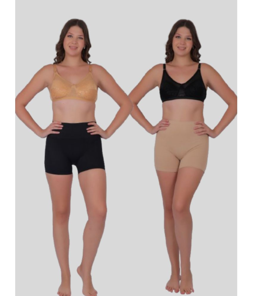     			Pia Trends Pack of 2 Cotton Blend Women's Tummy Tucker ( Beige,Black )