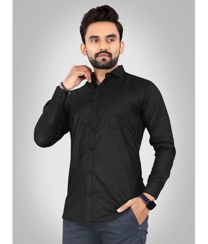     			VERTUSY Cotton Blend Regular Fit Solids Full Sleeves Men's Casual Shirt - Black ( Pack of 1 )