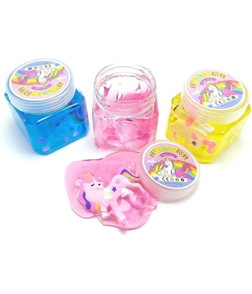     			ATIPRIYA Collection Fancy Unicorn Crystal Clay Slime Toy for Kids and Adults, Soft and Non-Sticky, Assorted Colours (2 PCs Set).